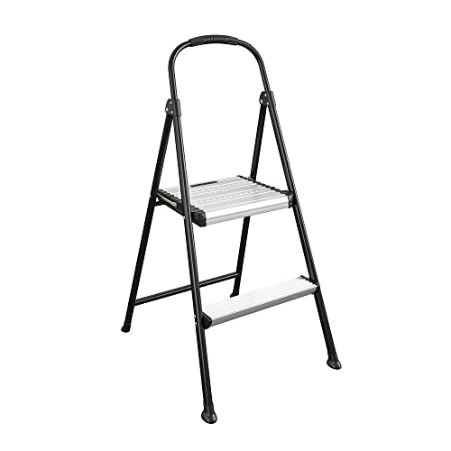 Black Aluminum Folding Step Stool with Rubber Hand Grip F16967