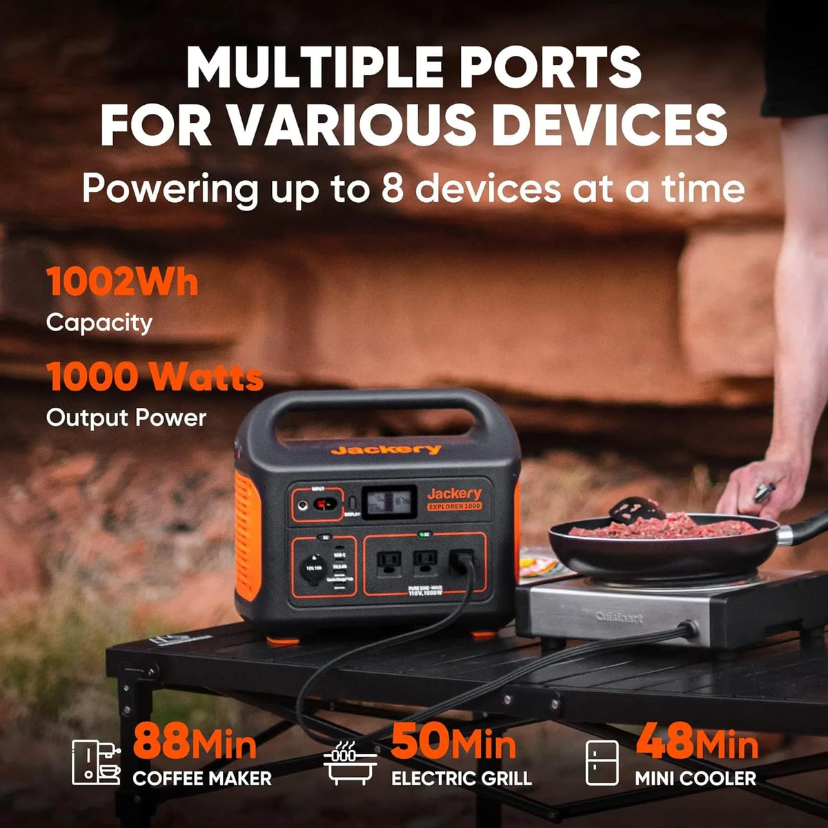 1002Wh Portable Power Station with 3x1000W AC Outlets G56694