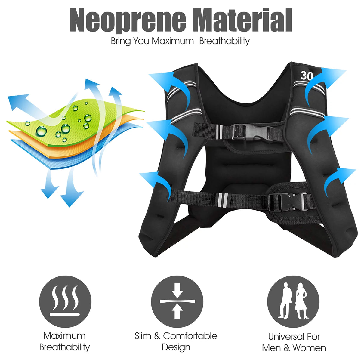 30LBS Adjustable Weighted Vest J486204