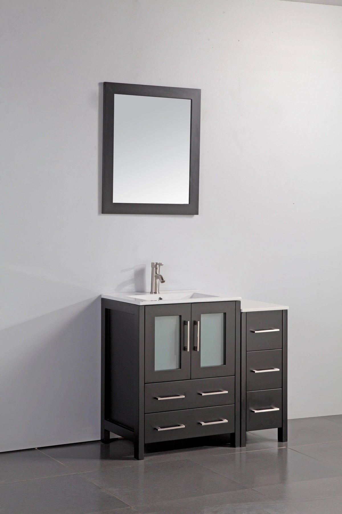 36 in. Single Sink Vanity Cabinet with Ceramic Sink & Mirror V664