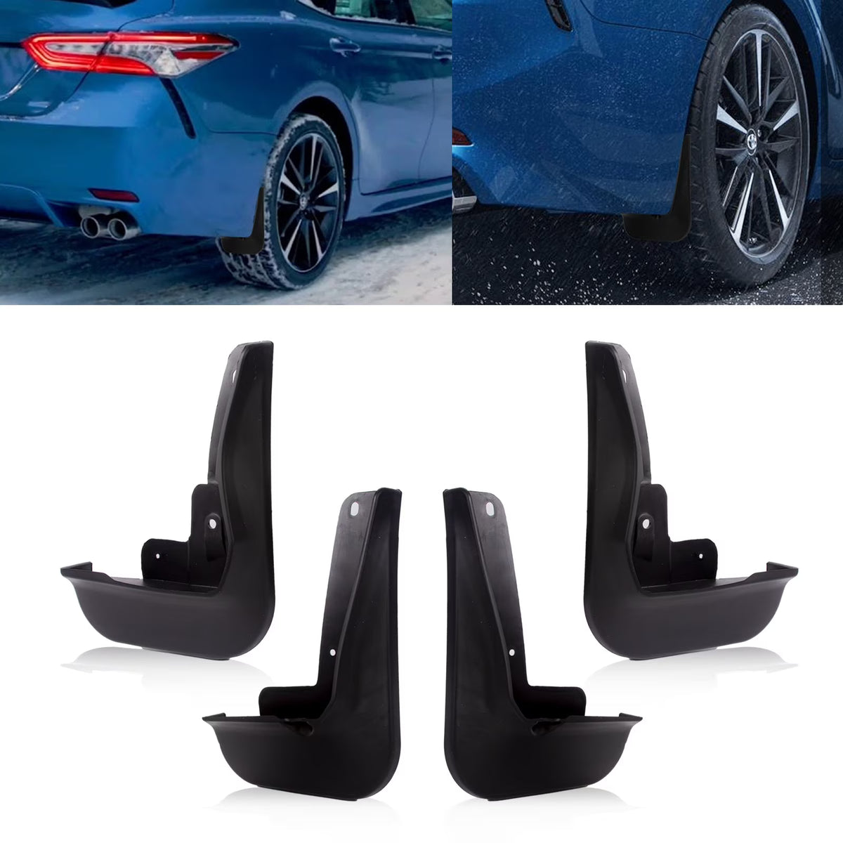 4PCS Front & Rear Mud Flap Splash Guards Fender Flare Mudguard Dirt Slush Trap Protector w/Hardware Accessories Full Set Q6353