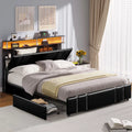 Full Size LED Upholstered Platform Bed with 4 Storage Drawer L966002