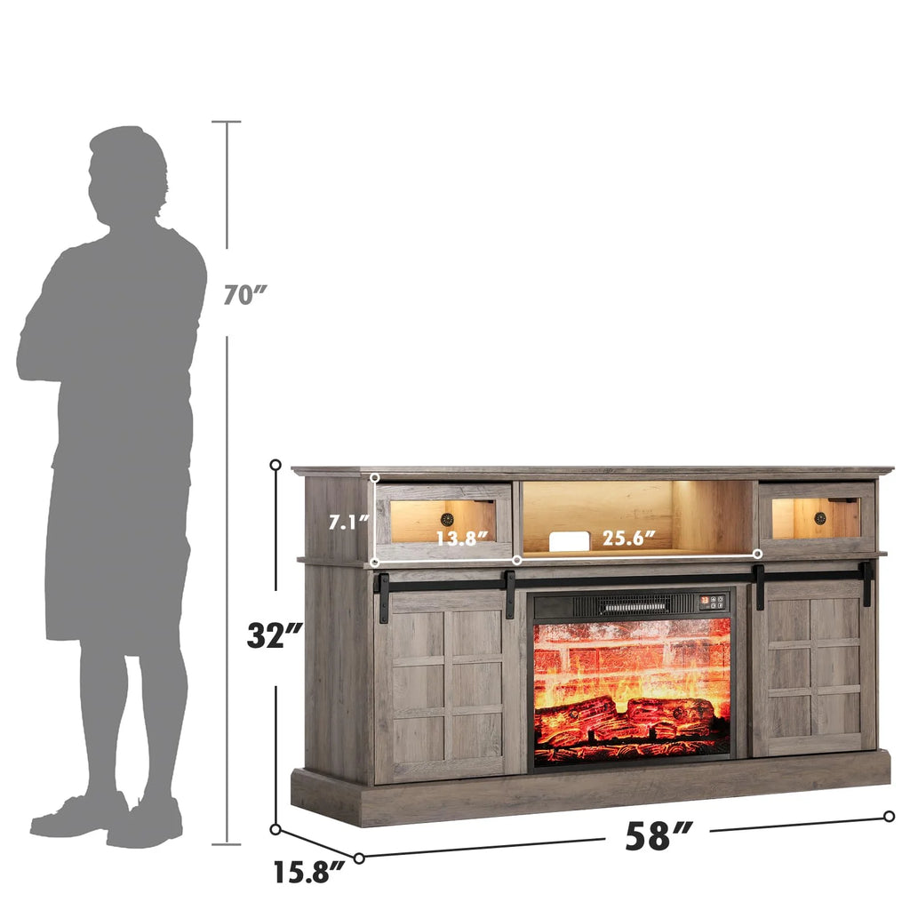 Gray Fireplace TV Stand with 23" Electric Fireplace T59262