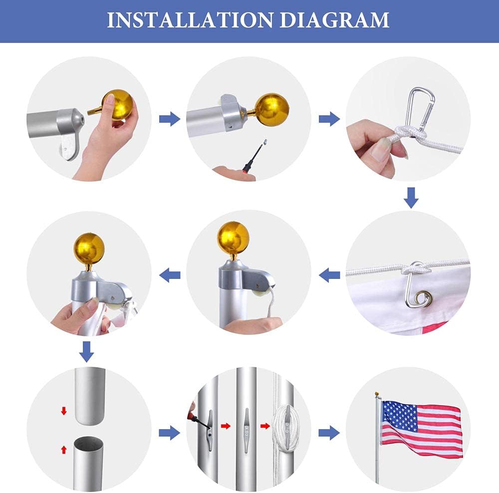 25FT Aluminum Flagpole Kit with Tire Mount Base U555