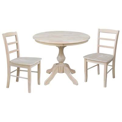 3 Piece Rubberwood Solid Wood Dining Set C1074