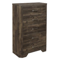5 Drawer Wooden Chest, Brown O269