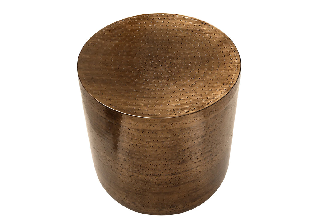 Copper Metal Drum Accent Table Y322350