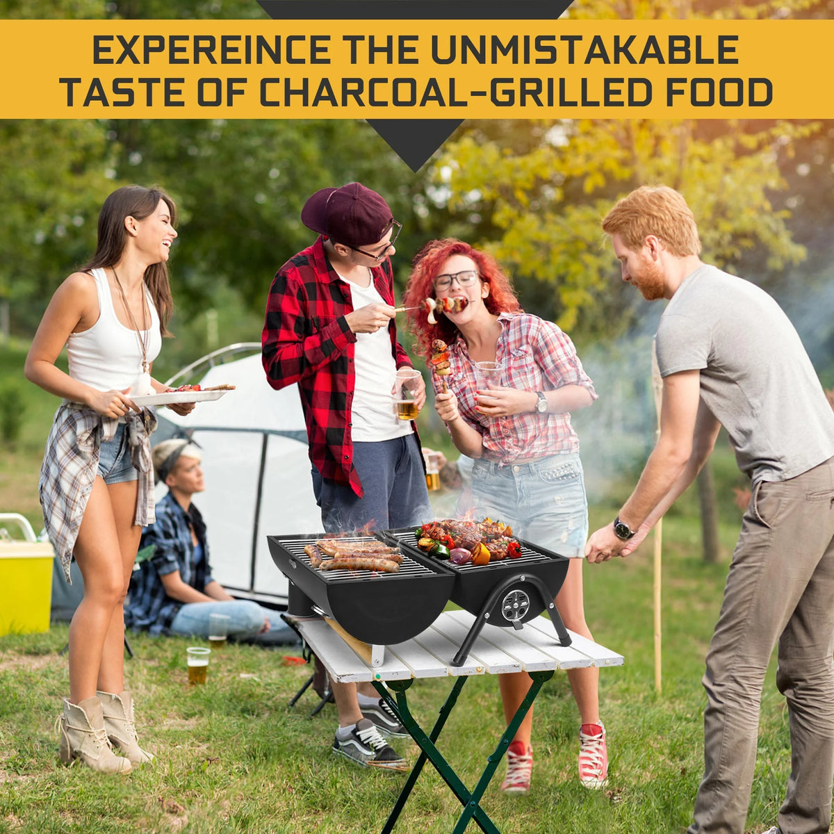 Portable Charcoal Grill with Accessories Tools B219