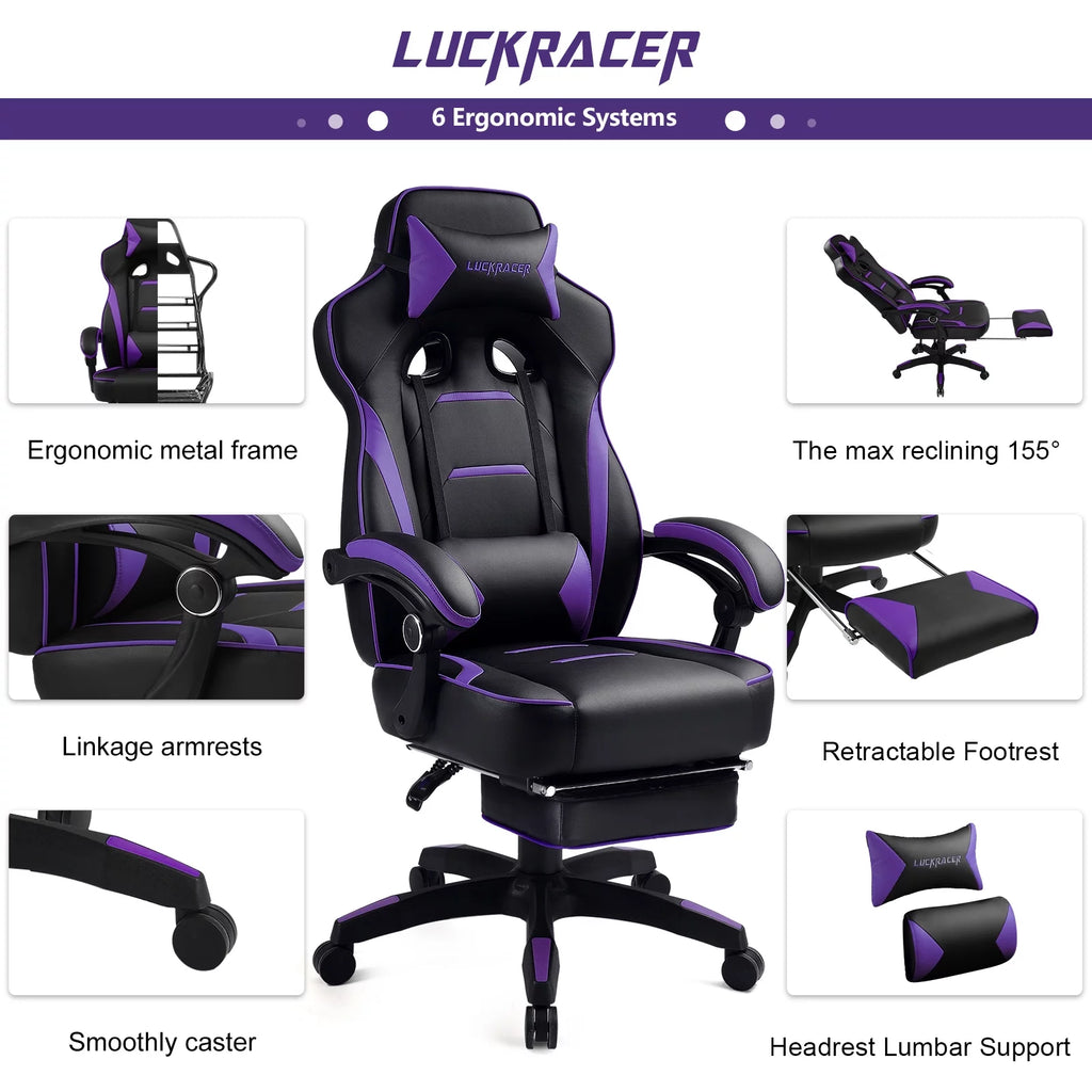 Purple Ergonomic Swivel Gaming Chair V4726