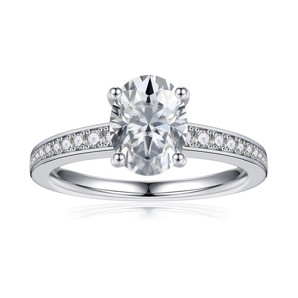 1.5 Carat Moissanite Oval Cut Engagement Ring 925 Sterling Silver H6655