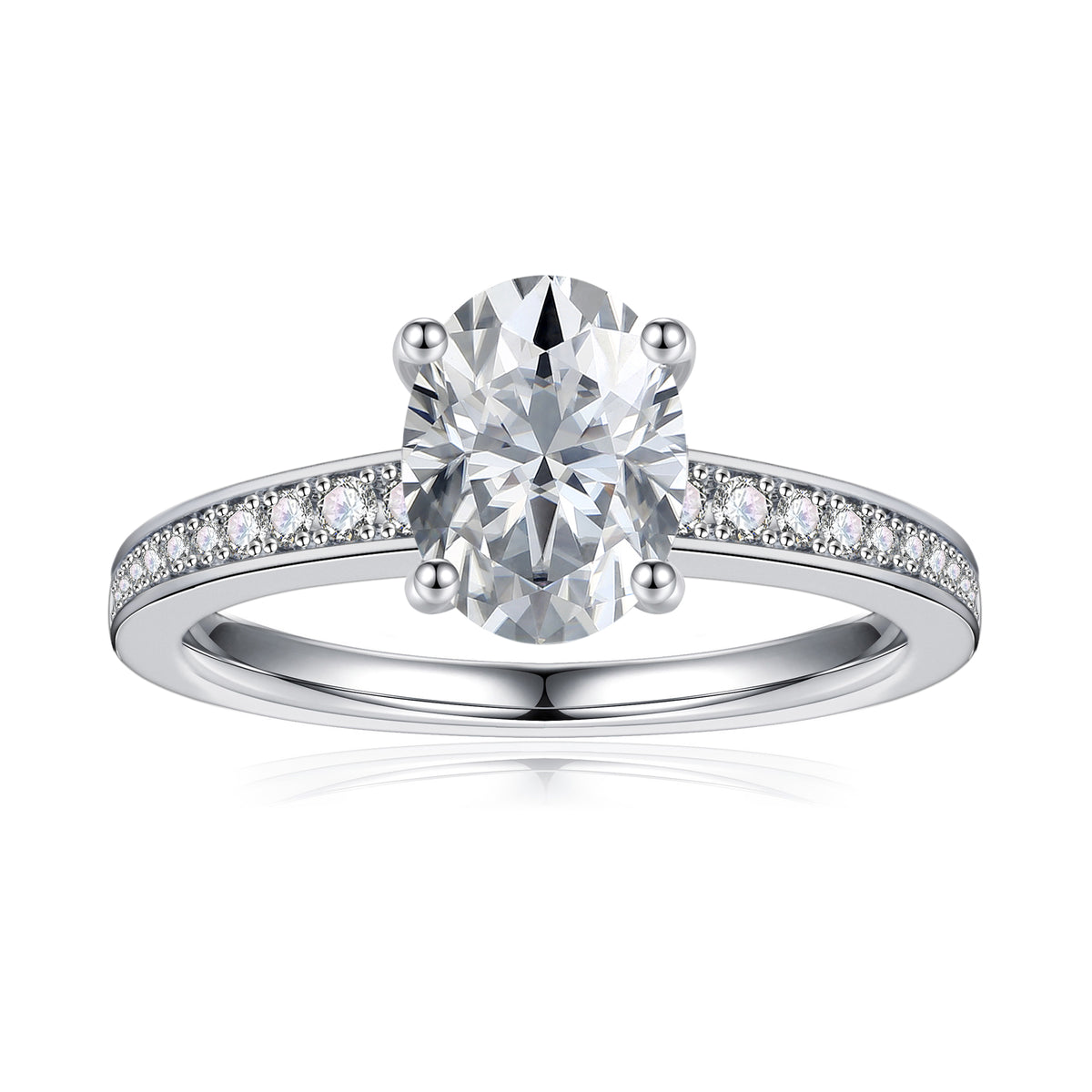 1.5 Carat Moissanite Oval Cut Engagement Ring 925 Sterling Silver H6655