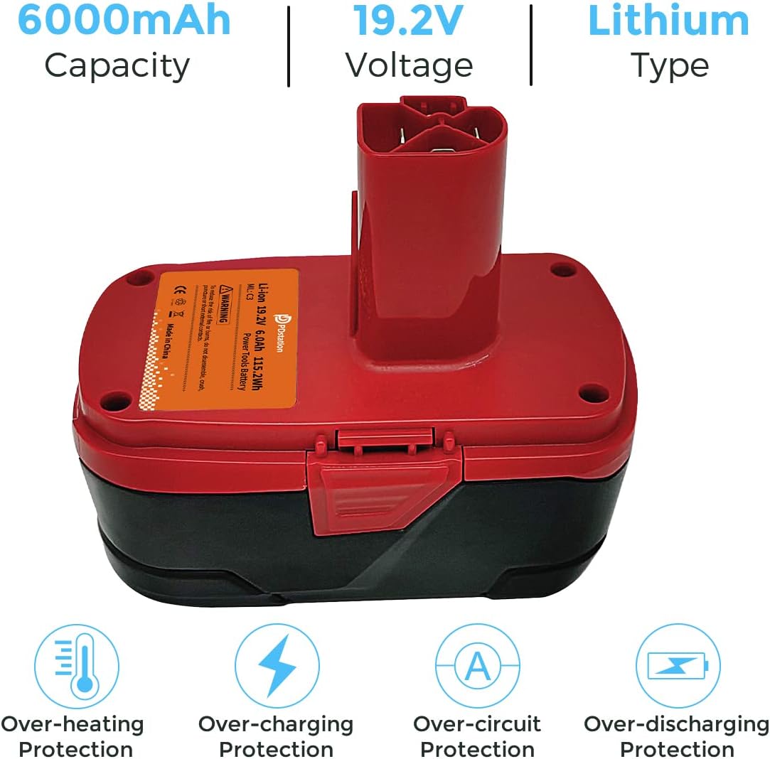 2-Packs 6000mAh Replacement Battery for Craftsman C3 Cordless Tools J838241