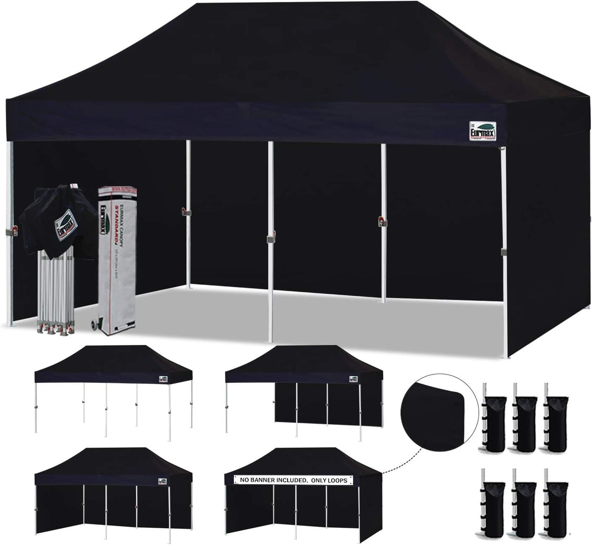 10'x10' Pop-up Canopy Tent with 4 Removable Side Walls and Roller Bag I229942