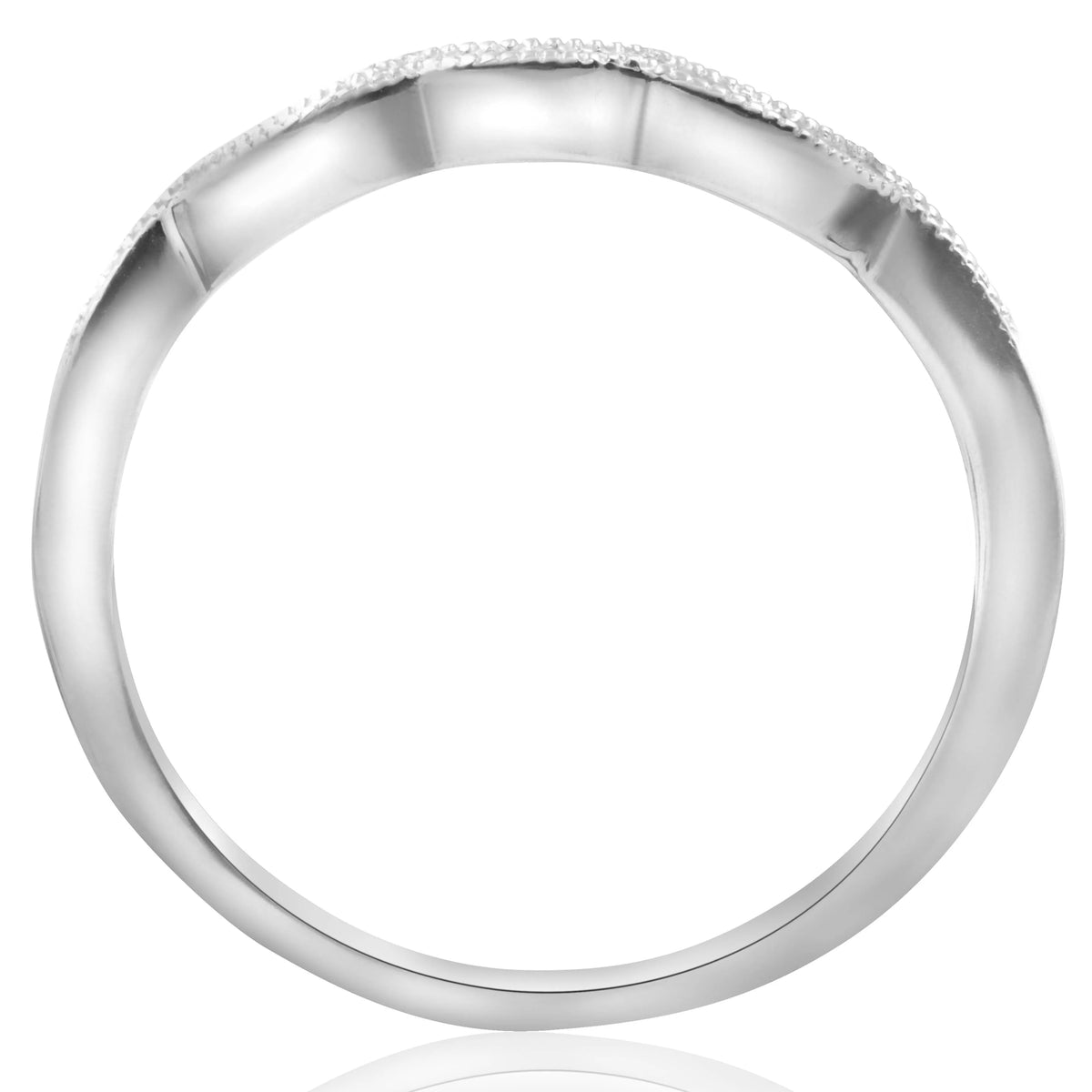 14K White Gold Curved Wedding Ring B77557