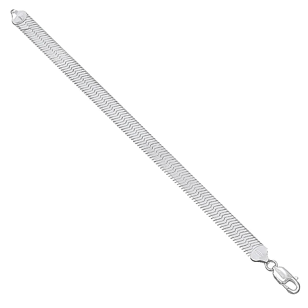 8.7mm Solid .925 Sterling Silver Flat Herringbone Chain Bracelet Z224