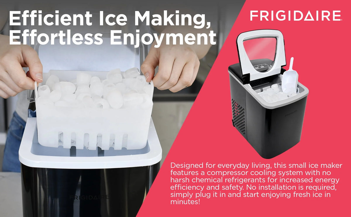26 lb. Countertop Ice Maker Black Stainless Steel R826390