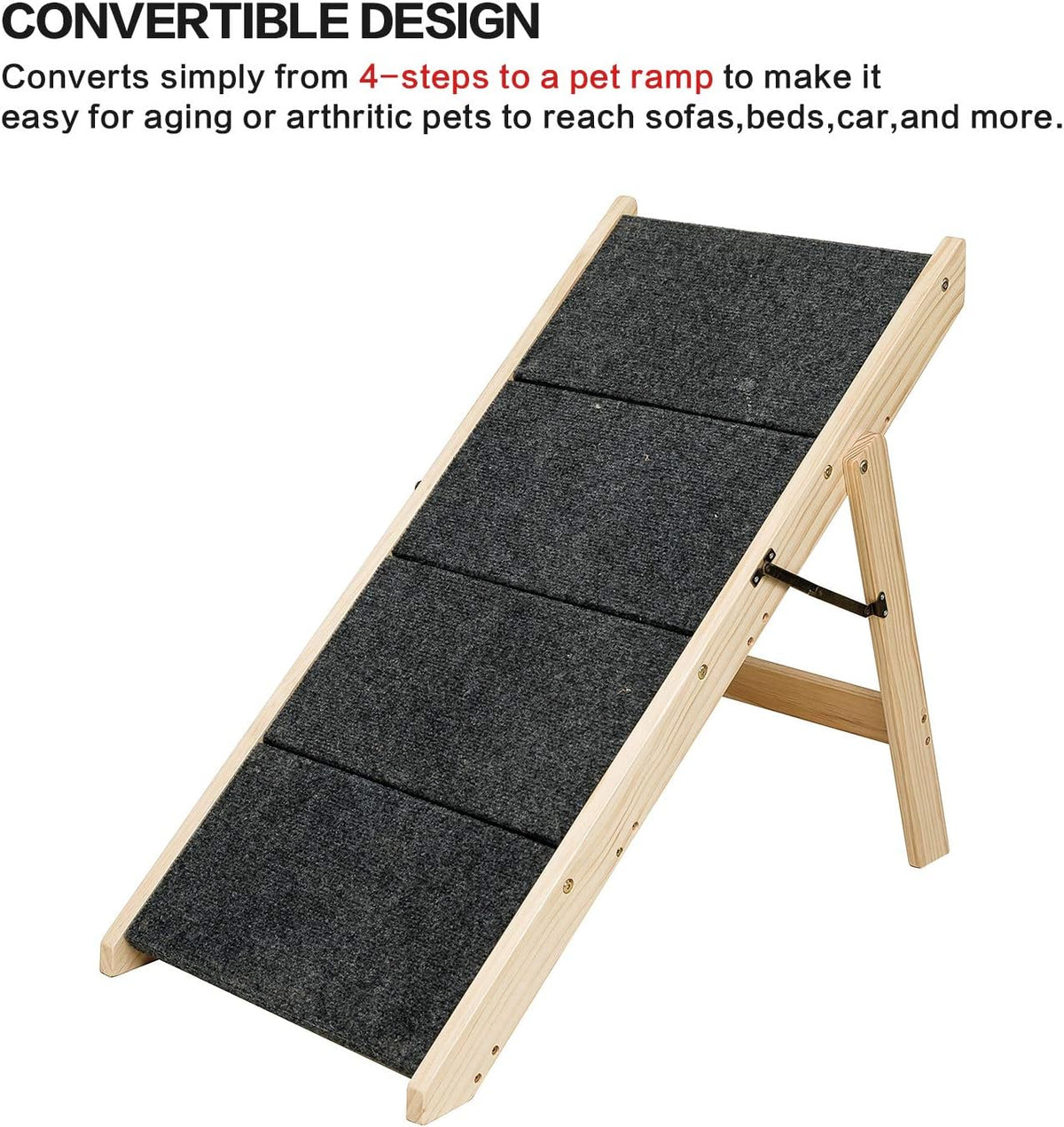 Foldable 4 Levels Wooden Pet Stairs and Ramp T869