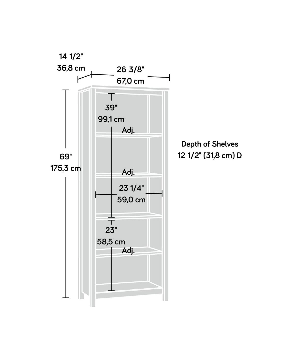 Salt Oak Library Bookcase D16100