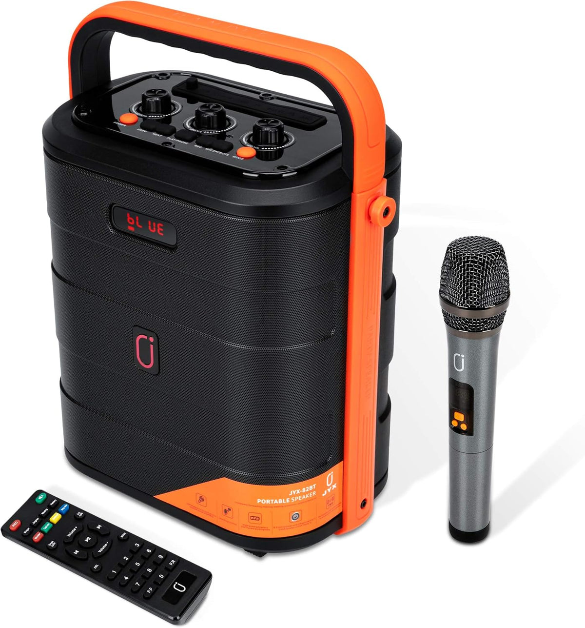 Karaoke Machine with Two Wireless Microphones, Portable Bluetooth Speaker with LED Lights V72501