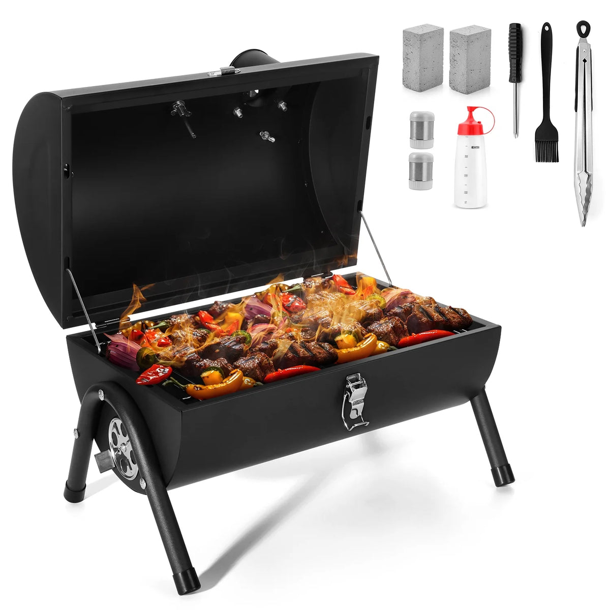 Portable Charcoal Grill with Accessories Tools B219