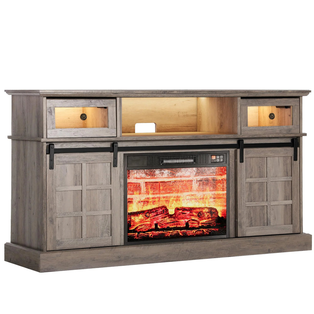 Gray Fireplace TV Stand with 23" Electric Fireplace T59262