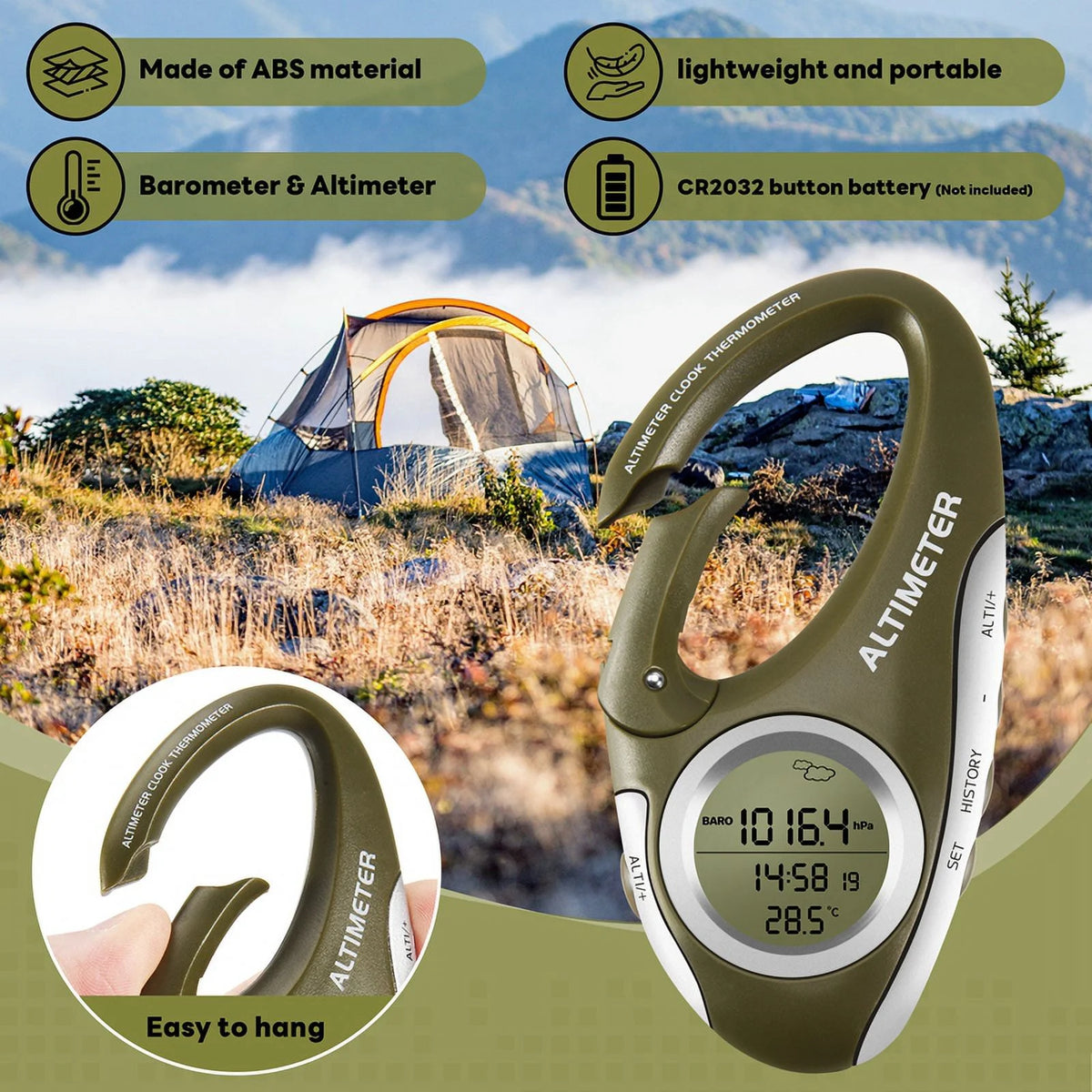 Outdoor Handheld Altimeter Thermometer I986