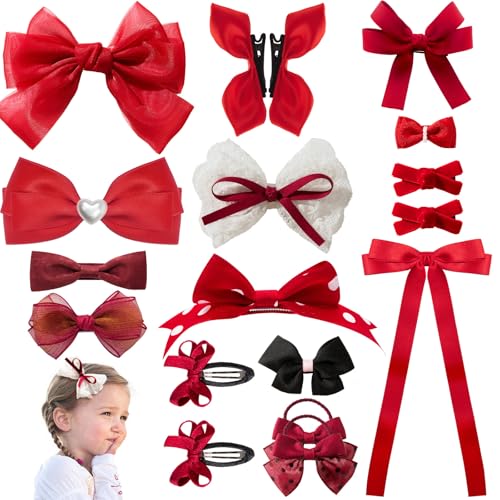 Red Hair Bows with Alligator Hair Clip, Hair Ties, Snap Clip Hairpins M27578