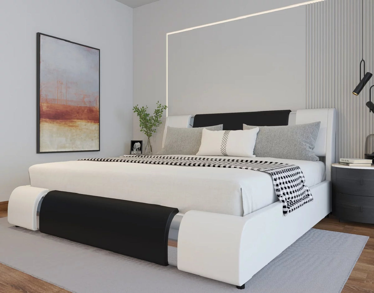King Size Bed Frame with Adjustable Headboard S9674