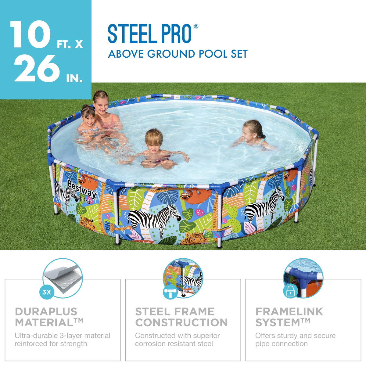 10 ft. x 26 in. Round Metal Frame Above Ground Pool X157