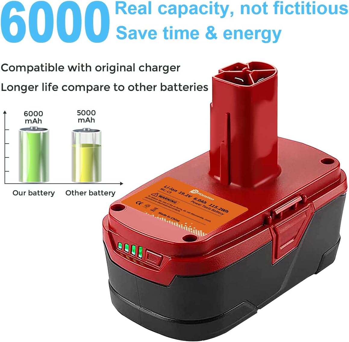 2-Packs 6000mAh Replacement Battery for Craftsman C3 Cordless Tools J838241