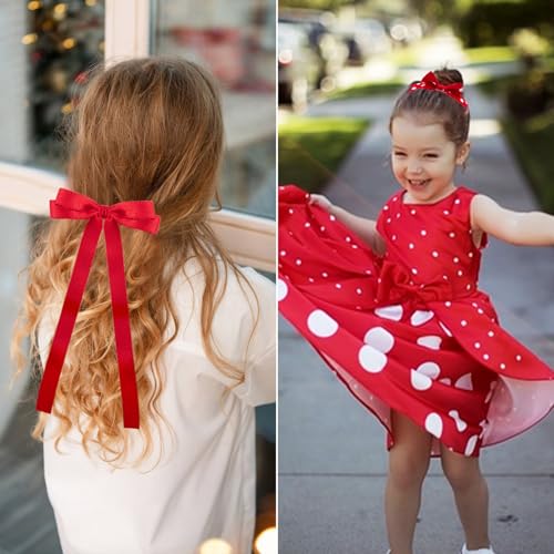 Red Hair Bows with Alligator Hair Clip, Hair Ties, Snap Clip Hairpins M27578