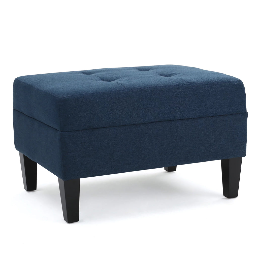 Rectangular Fabric Ottoman, Dark Blue A6389