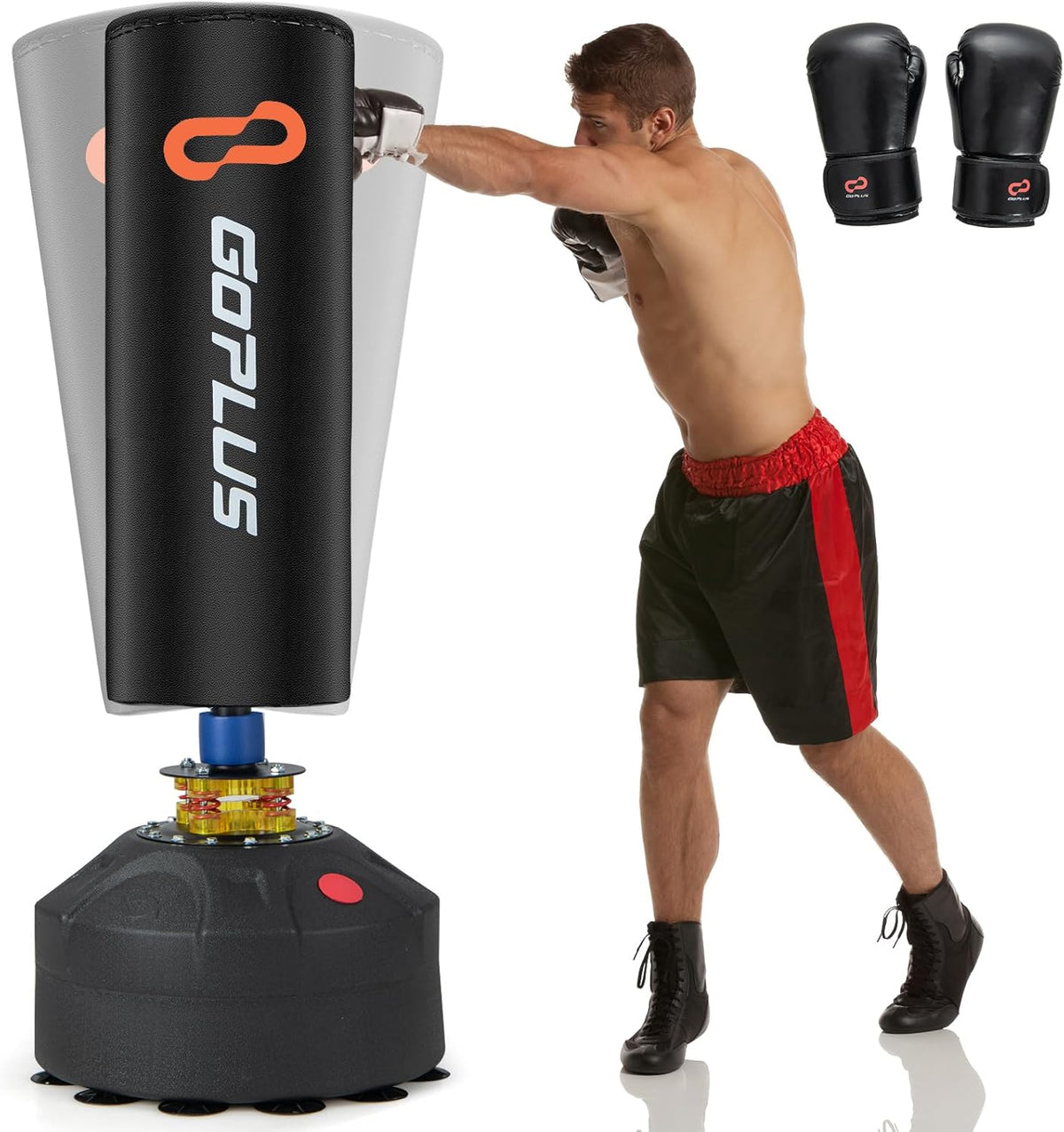 220LBS Freestanding Punching Bag with Gloves and Stand N644