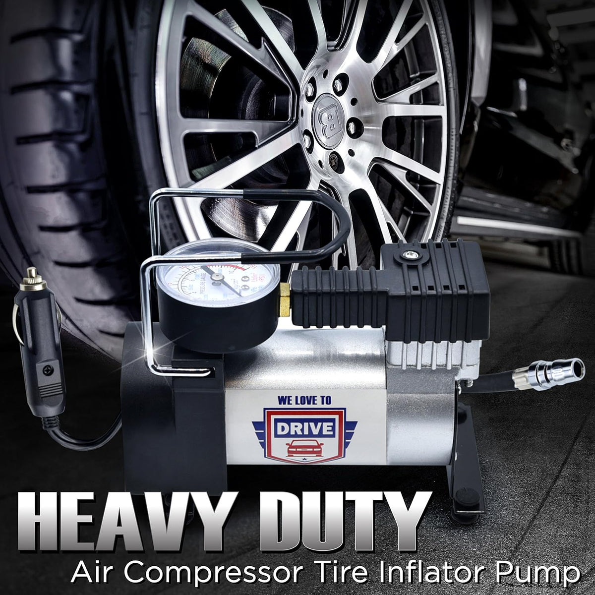 12V DC 150 PSI Portable Air Compressor Tire Inflator with Gauge O10621
