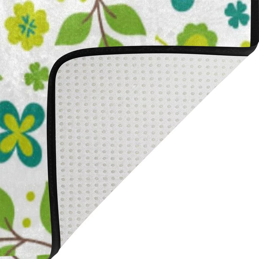 Lightweight Soft Area Rugs 60 x 39 inch Green Leaves Z105024