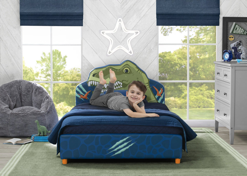 Blue Upholstered Twin Bed C238011