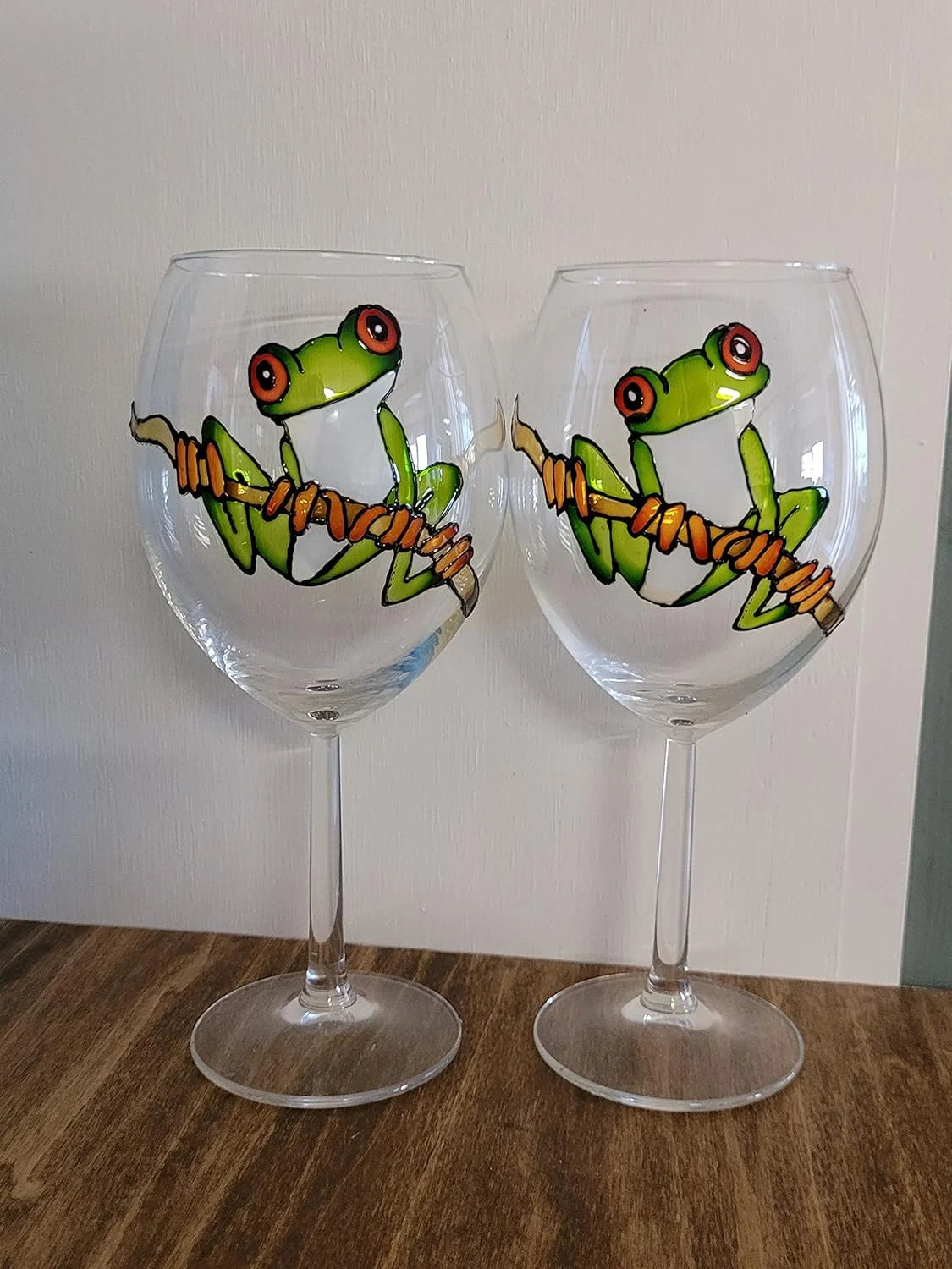 Hand Painted Stemmed Wine Glasses Set Of 2 B9424