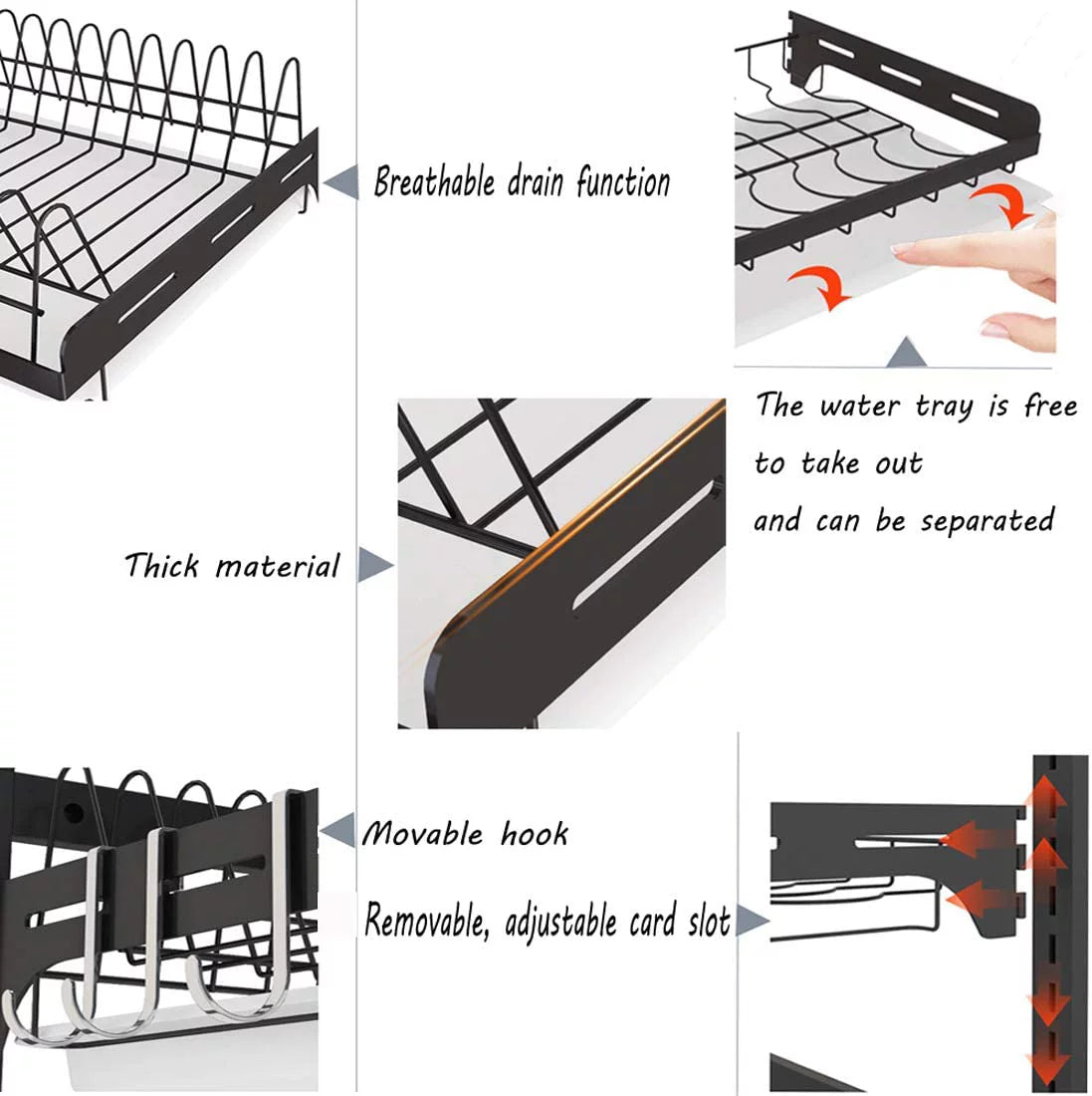 Black Stainless Steel Dish Drying Rack with Drainboard V5236