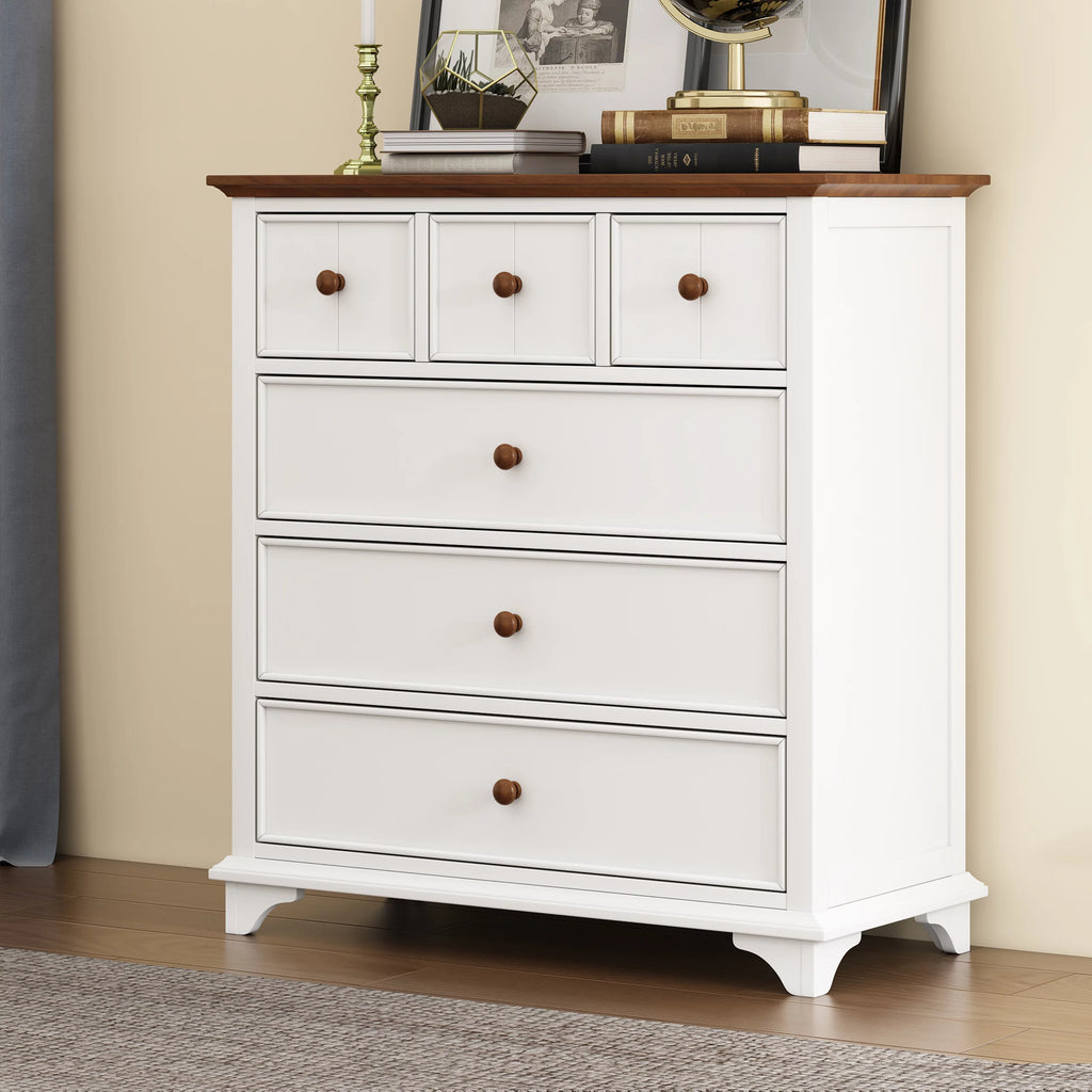White Wooden 6 Drawer Chest H986