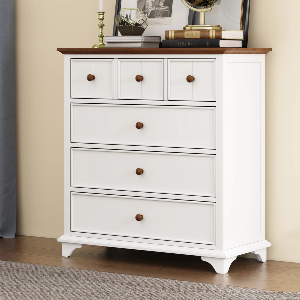 White Wooden 6 Drawer Chest H986