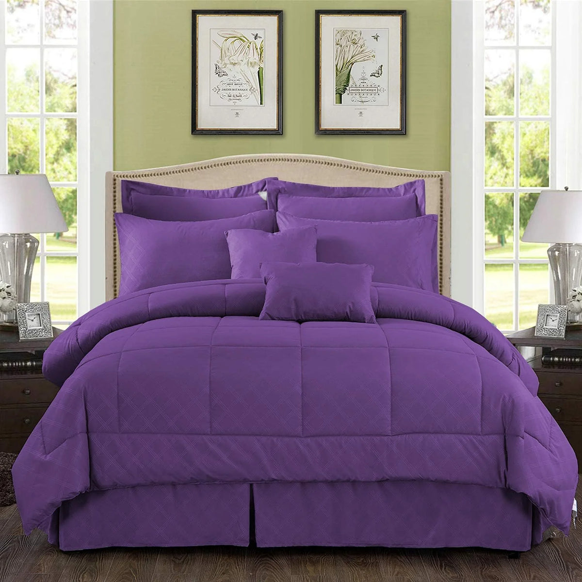 10 Piece Microfiber Comforter Set With Shams Purple R542079