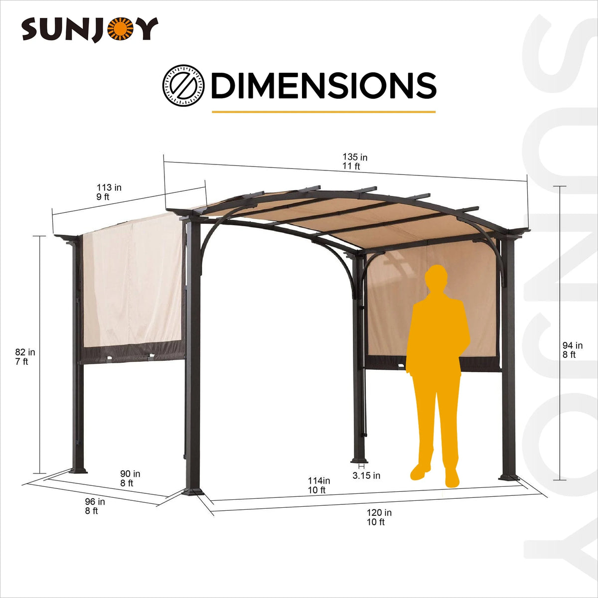 Adjustable Arched Steel Pergola Y39214