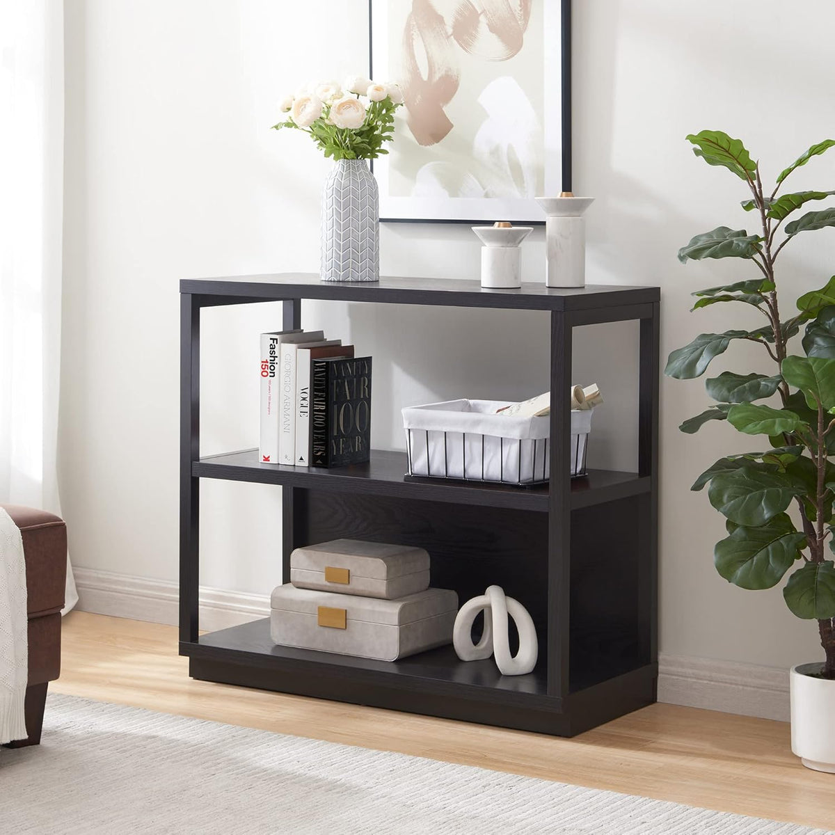 Charcoal Gray 3-Tier Wood Bookcase N51836