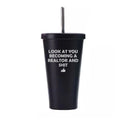 16 oz Stainless Steel Double Wall Insulated Tumbler Travel Mug with Straw V874