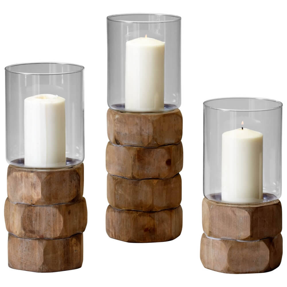 16 inch Tall Candle Holder in Natural Wood R787224