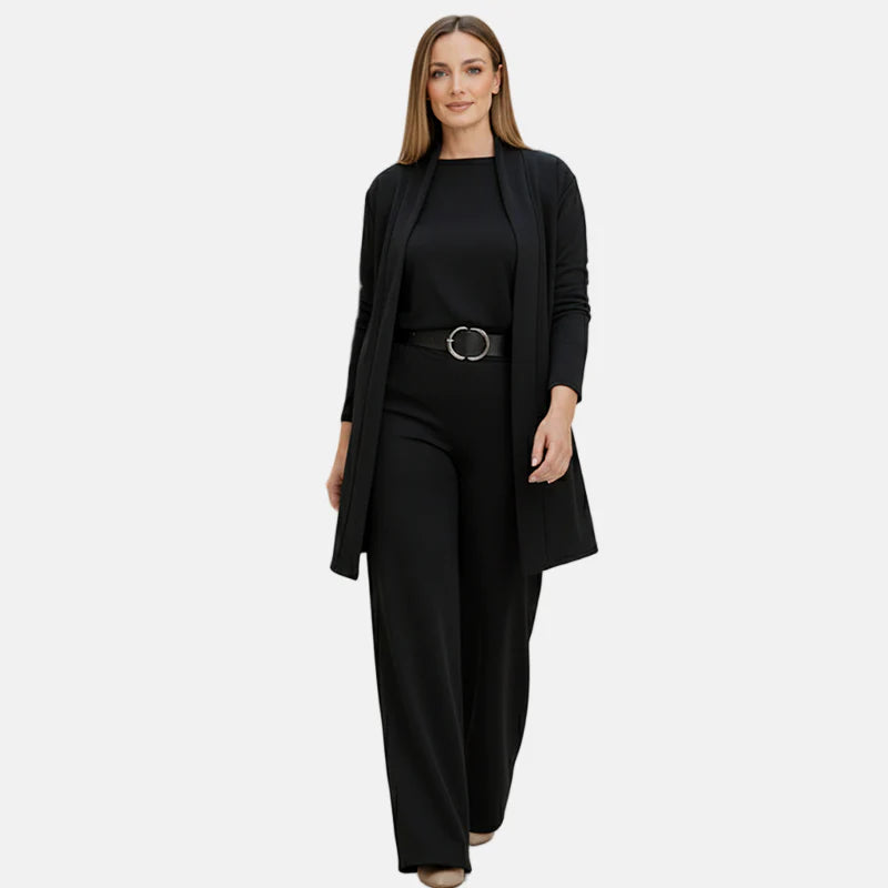 3-Piece Long Cardigan Top and Pants Set K89348
