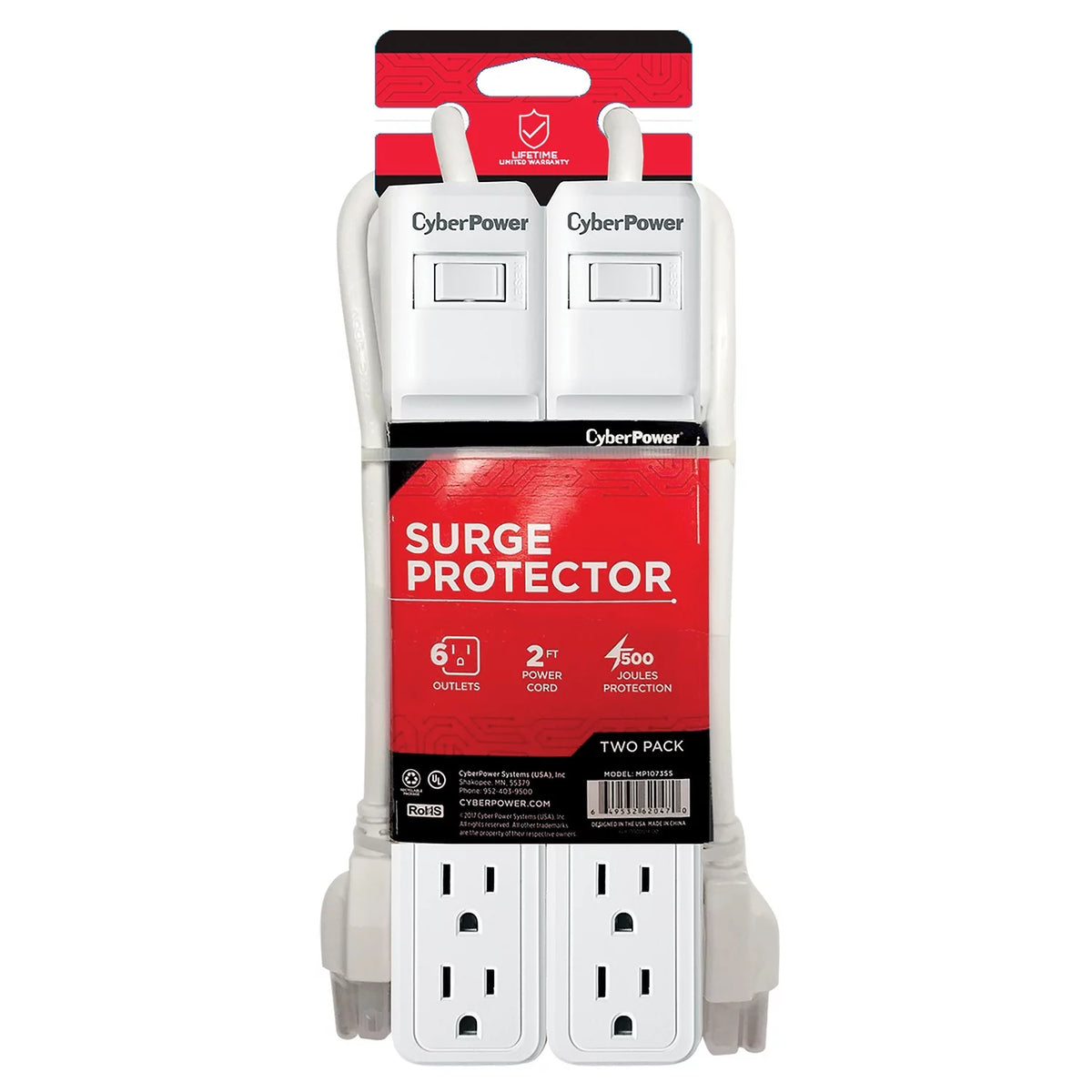 2-Pack 6-Outlet Power Strips A50188