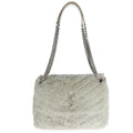 Grey Calfskin Shearling Medium Satchel F76791