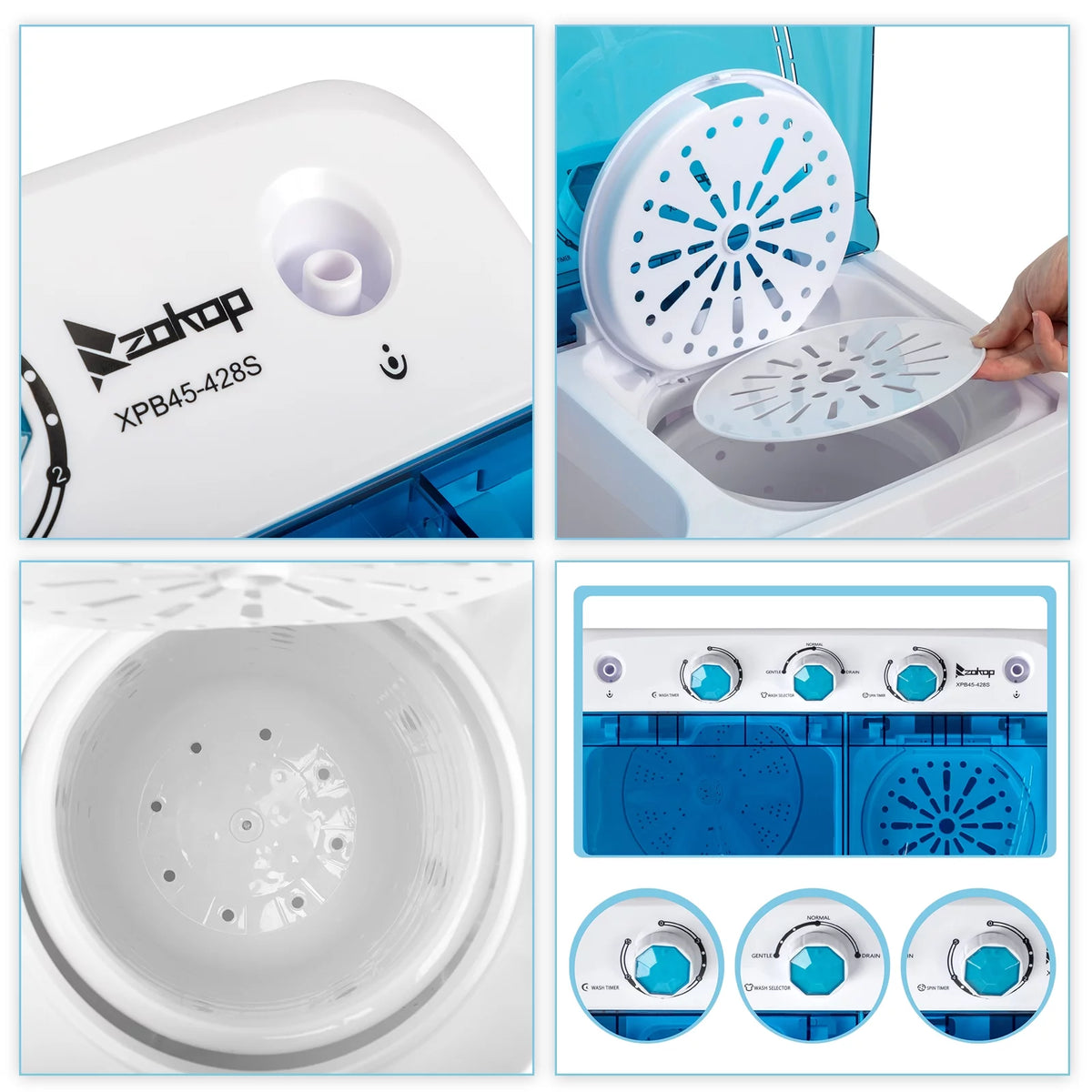 20LBS Portable Compact Twin Tub Washing Machine Washer Dryer, Blue L349721