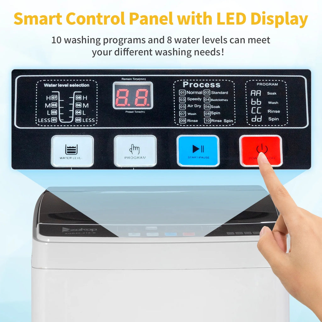 Full-Automatic Top Load Portable Compact Washing Machine 17.6 Lbs Capacity P822844
